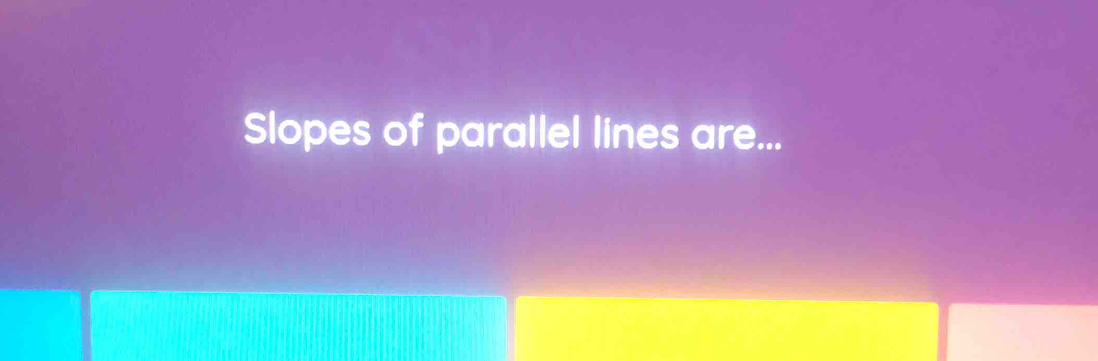 Slopes of parallel lines are...