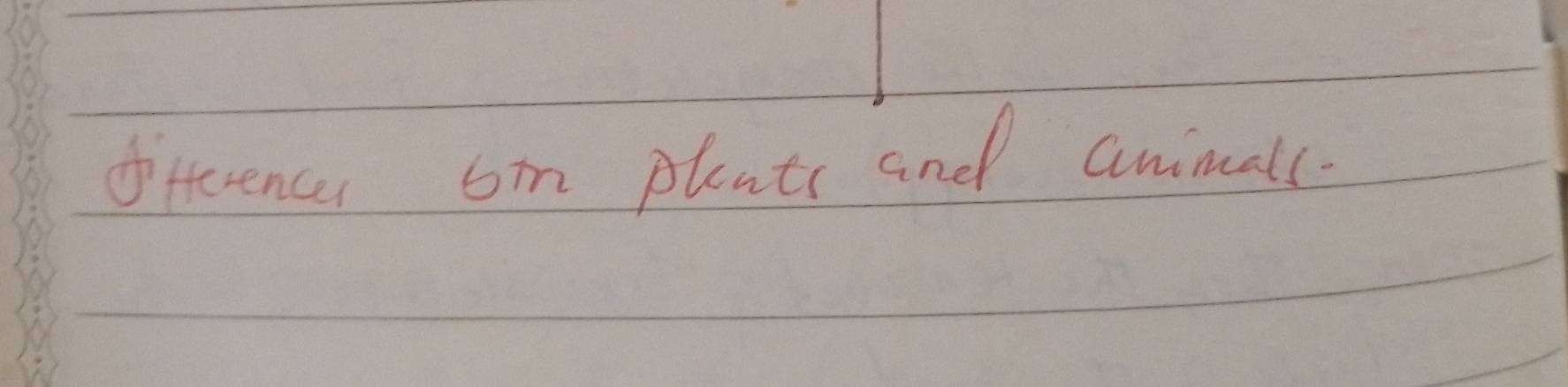 differences on plents and animall