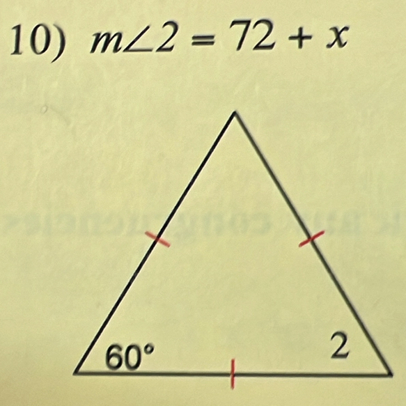 m∠ 2=72+x