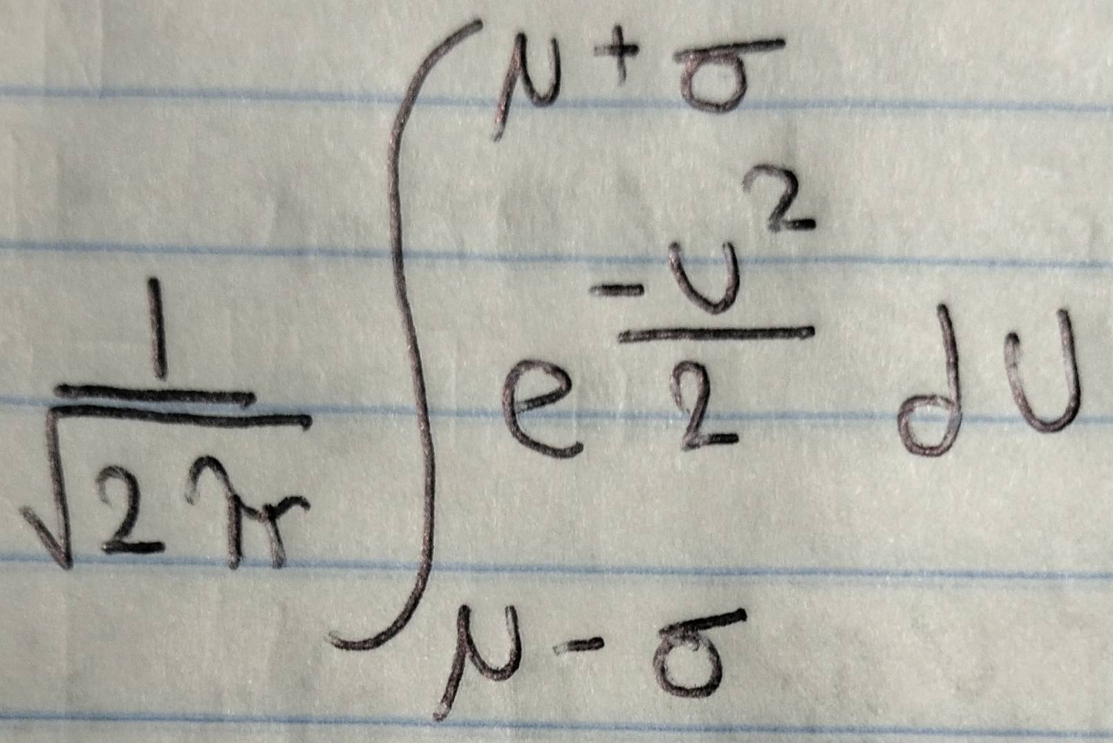 Resuelto: 1/sqrt(2π ) ∈t _(mu -sigma)^(mu +sigma) (-u^2)/2 du