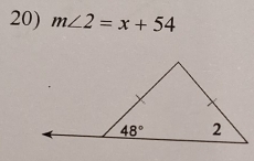 m∠ 2=x+54