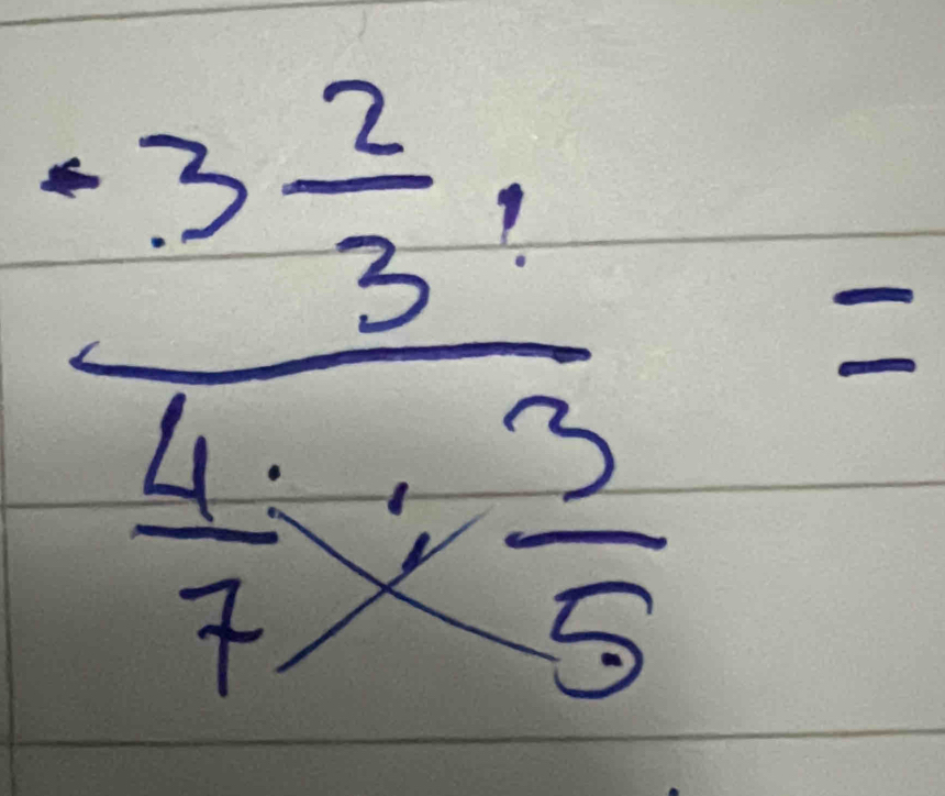 frac -3 2/3 ·  4/7 *  3/5 =