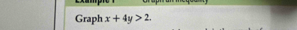 Exampie 
Graph x+4y>2.