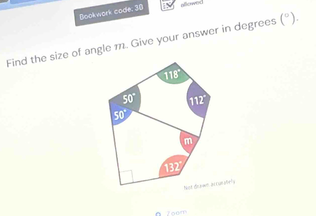 Bookwork code; 38 allowed
Find the size of angle m. Give your answer in degrees (^circ ).
70om