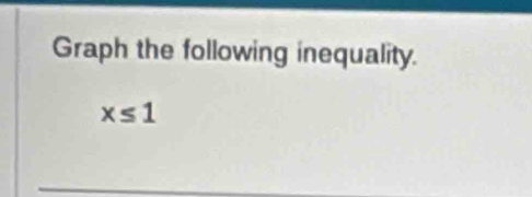 Graph the following inequality.
x≤ 1
