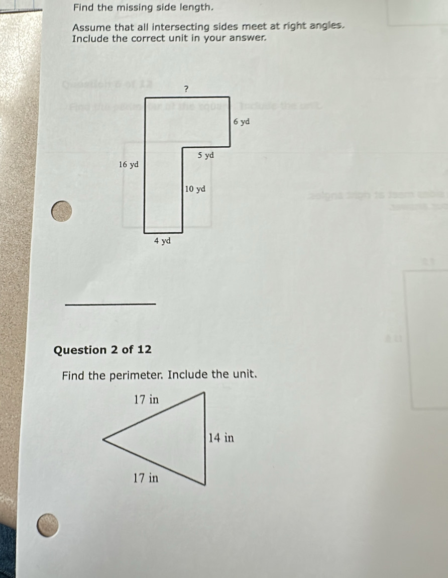 Solved: Find the missing side length. Assume that all intersecting ...