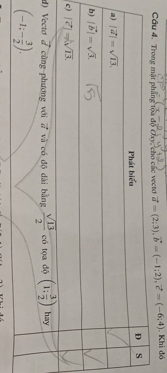 vector a=(2;3),vector b=(-1;2),vector c=(-6;4). Khi đó
c
d)