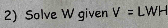 Solve W given V= WH