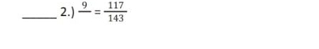 2.) frac 9= 117/143 