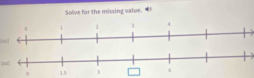 Solve for the missing value. D
(oz) 
(oz)