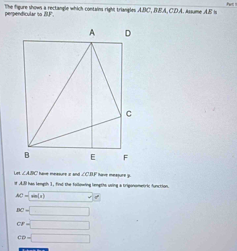 Solved: The figure shows a rectangle which contains right triangles ABC ...