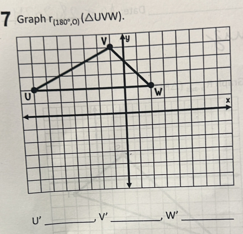 Graph r_(180°,0)(△ UVW). 
_ U'
_ V'
_ W'