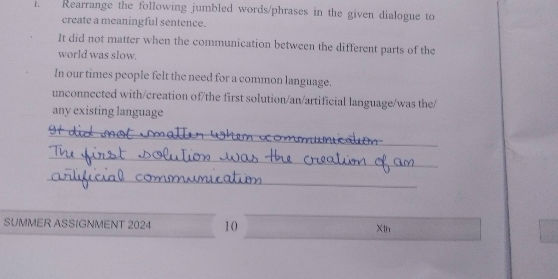 Solved: Rearrange the following jumbled words/phrases in the given ...