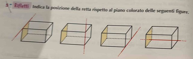 5 ” Rifletti Indica la posizione della retta rispetto al piano colorato delle seguenti figure.