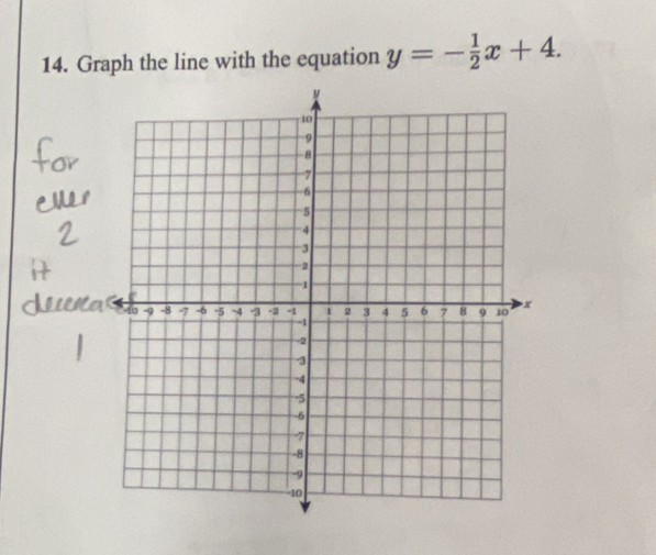 Graph the line with the equation y=- 1/2 x+4.