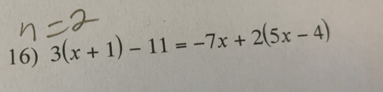 3(x+1)-11=-7x+2(5x-4)