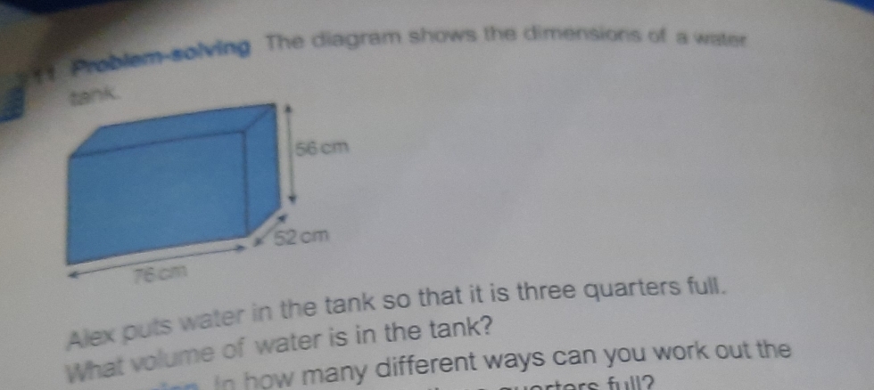 Solved: Problem solving The diagram shows the dimensions of a water ...