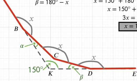 beta =180°-x
x=130+180
x=150°+
3x=
x=1
β
E