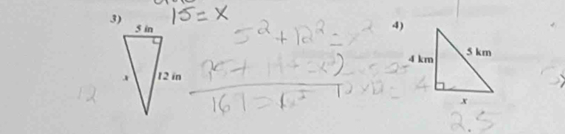 15=x
5^2+12^2=x^2
a. s