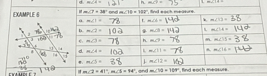 d, m∠ 4= h. m∠ 9= 1. m∠ 14=
7