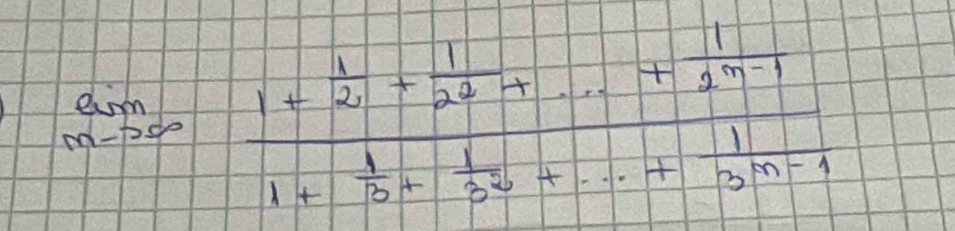 limlimits _nto ∈fty frac 1+ 1/2 + 1/2^3 +·s +frac 12^(2^n-1)1+ 1/2 + 1/2^2 +...+ 1/2^(n-1) 