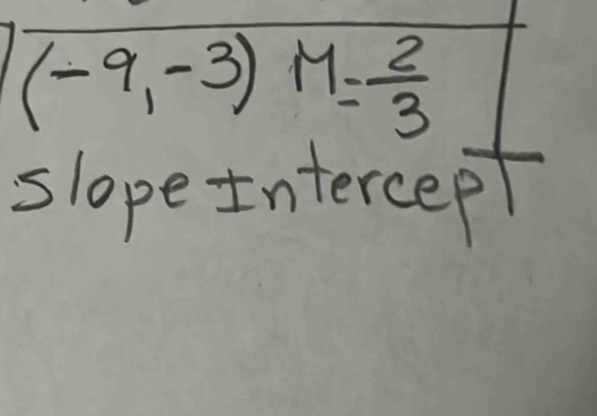 (-9,-3)M= 2/3 
slope Intercept