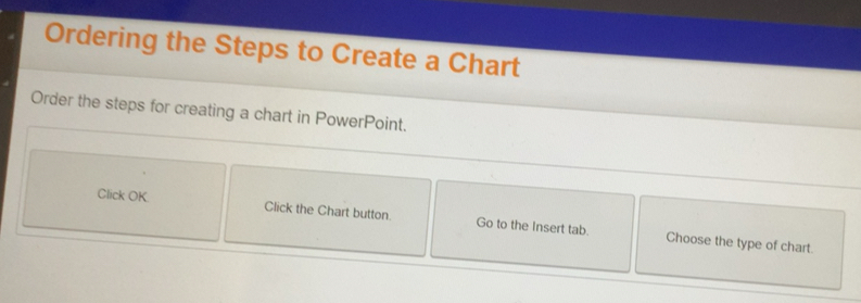 Gelöst:Ordering the Steps to Create a Chart Order the steps for ...
