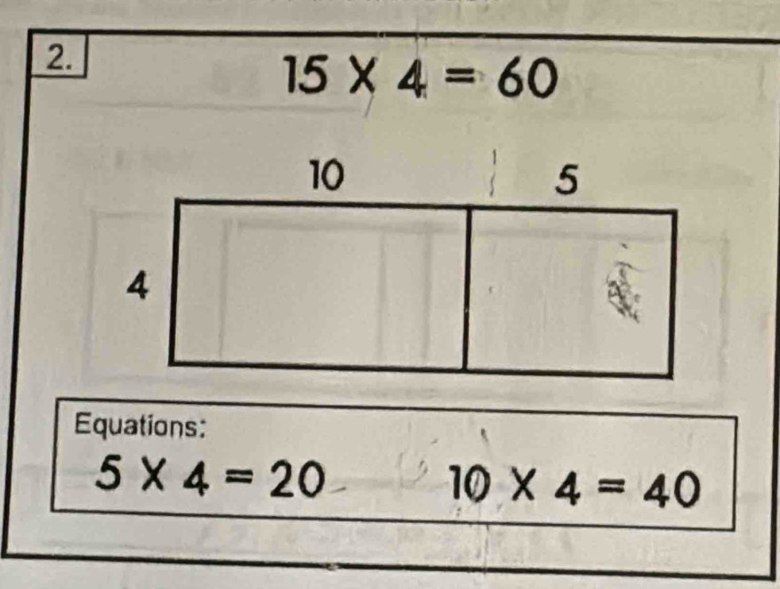 15* 4=60
Equations:
5* 4=20
10* 4=40