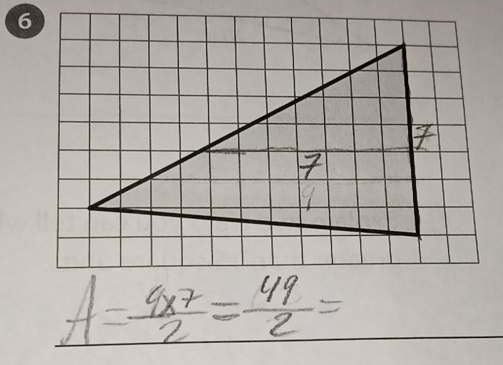 A= (4* 7)/2 = 49/2 =