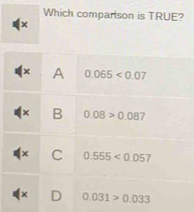 Which comparison is TRUE?