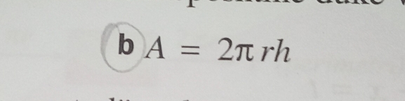 A=2π rh