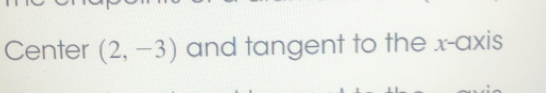 Center (2,-3) and tangent to the x-axis