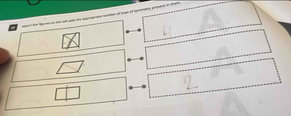 Match the figures on the left with the appropriate number of lines of symmetry present in them