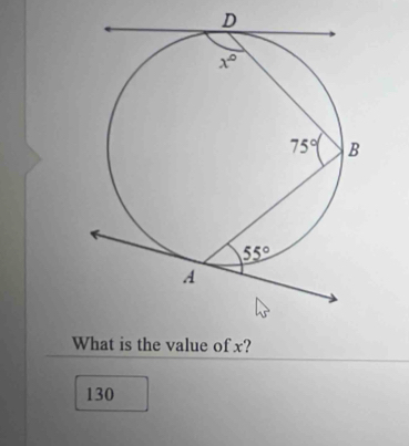 What is the value of x?
130