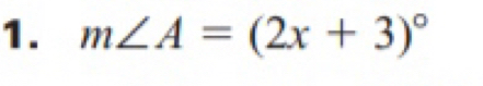 m∠ A=(2x+3)^circ 