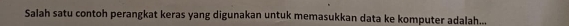 Salah satu contoh perangkat keras yang digunakan untuk memasukkan data ke komputer adalah...