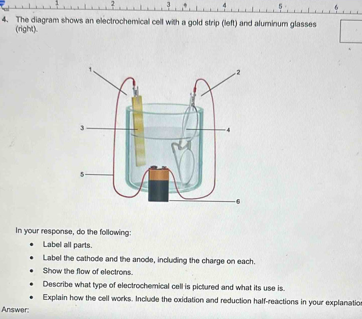 Solved: 1 2 3 4 4. The diagram shows an electrochemical cell with a ...