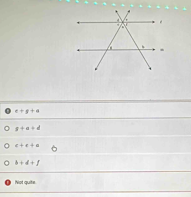 0 e+g+a
g+a+d
c+e+a
b+d+f
Not quite.