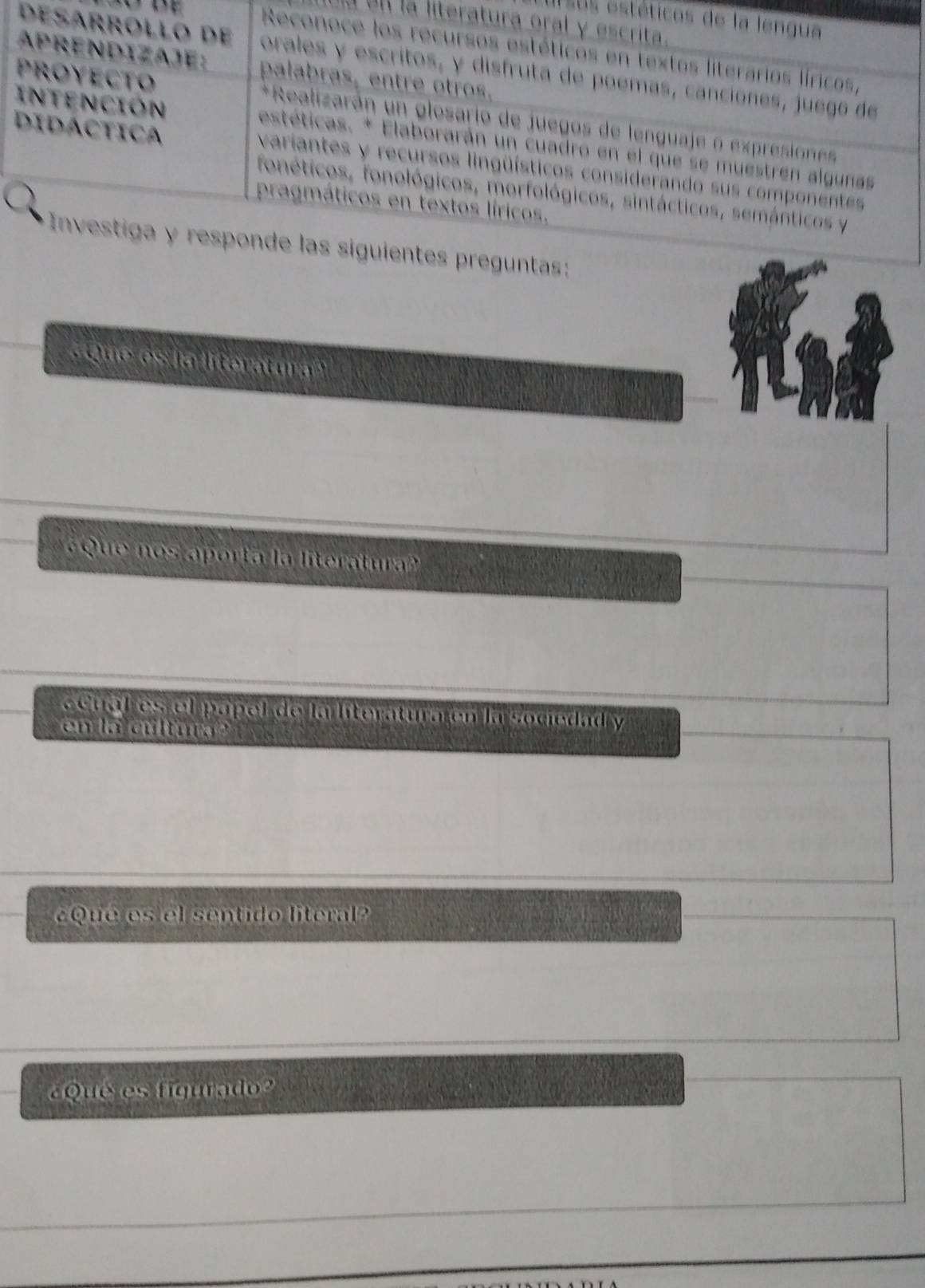 Il sos estético 
Un la litera 
De 
que es la iteratunad 
que nos aporia la ltera tr 
eCual es el papel de la literatura en la sociedad y 
en la culturg ? 
¿Que es el sentido literal? 
¿Qué es figurado?