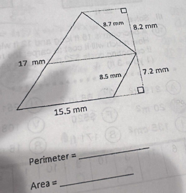 Perimeter =
_
Area =
_