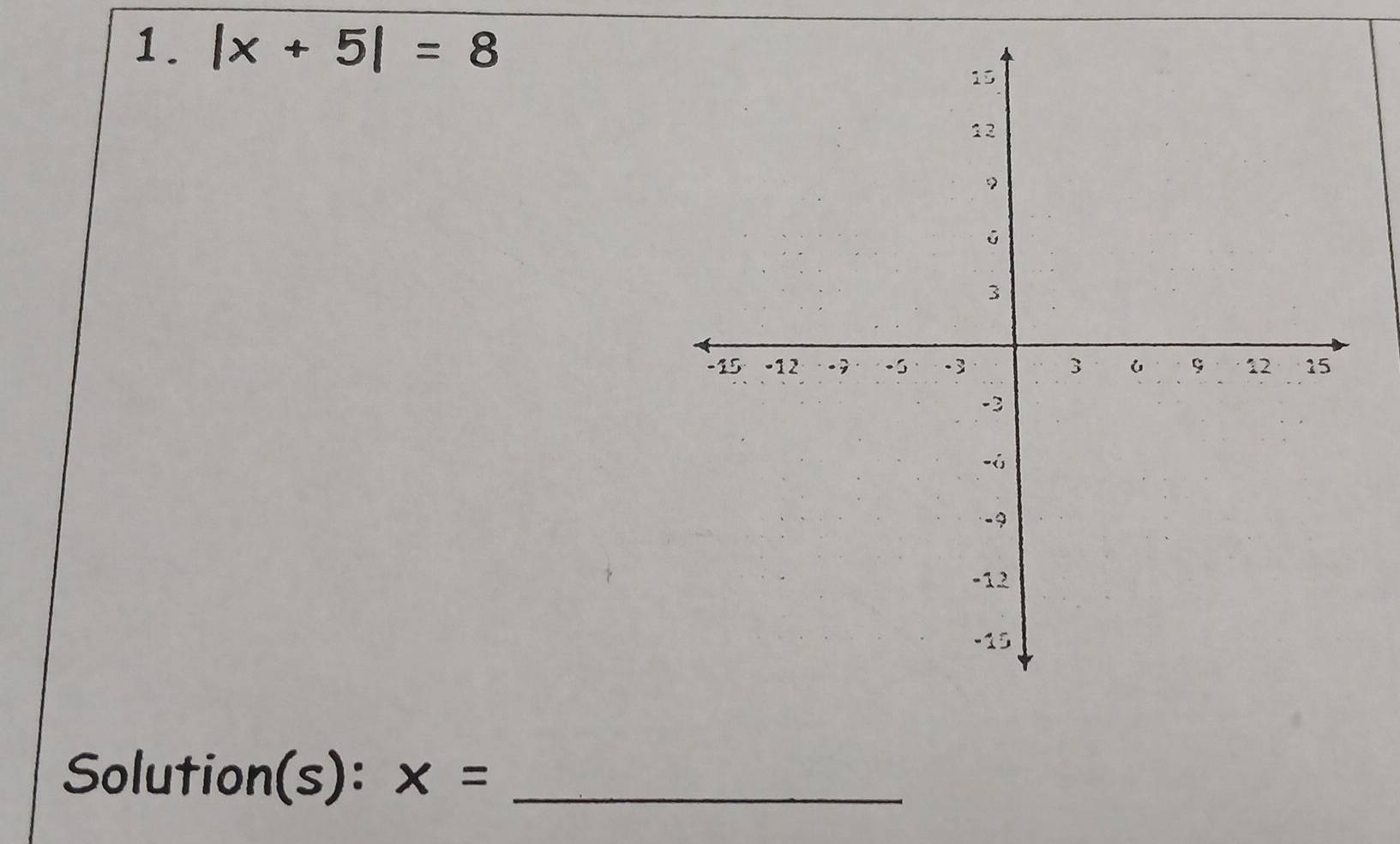 |x+5|=8
Solution(s): x= _