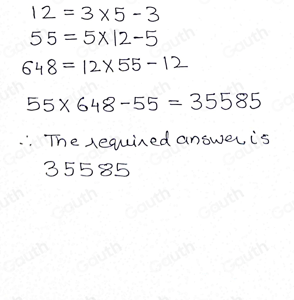 Solved: 3, 5, 12, 55, 648, ? [Math]