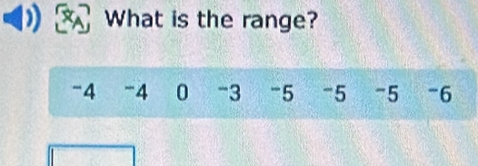 What is the range?
-4 -4 0 -3 -5 -5 -5 -6