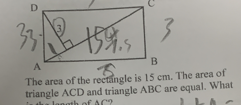 triangle ACD and triangle ABC are equal. What