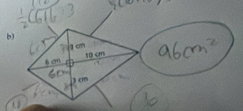  1/2 (616)3 9^(10)
(3)
96cm^2
16