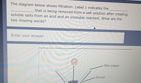 Solved: The diagram below shows filtration. Label 1 indicates the _that ...