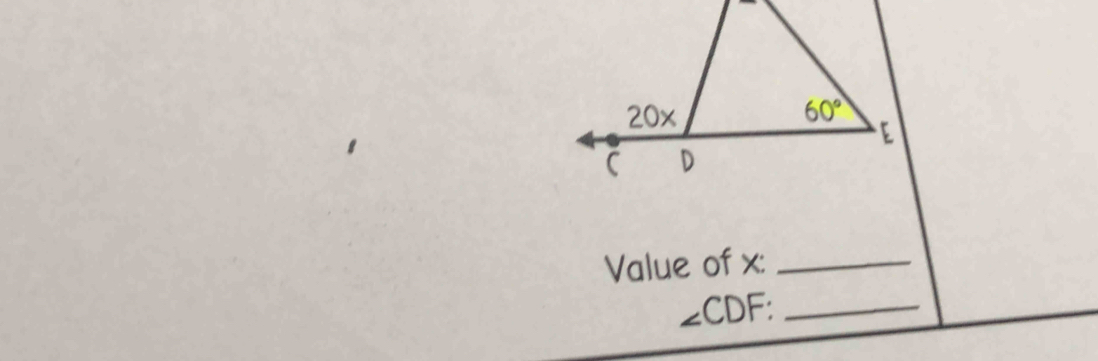 Value of x:_
_ ∠ CDF: