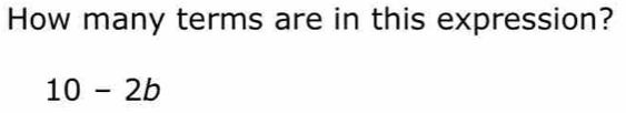 How many terms are in this expression?
10-2b