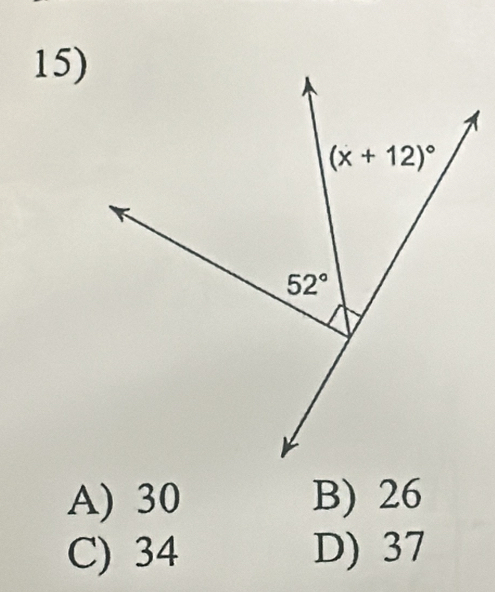 A) 30 B) 26
C) 34 D) 37