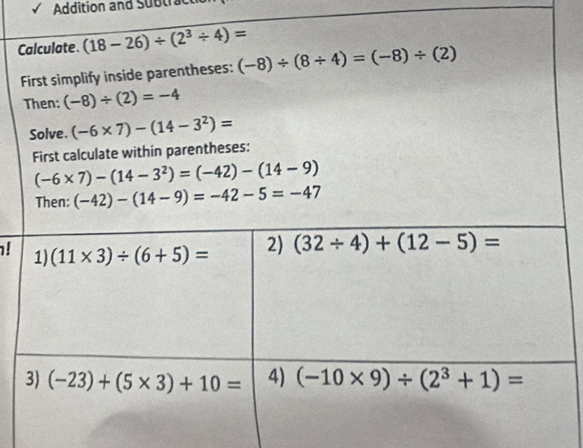 Addition and Subtract
C
!